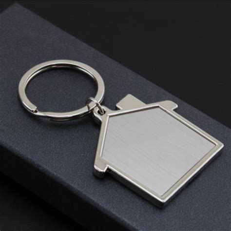 house shaped metal keychain|custom house shaped keychains.